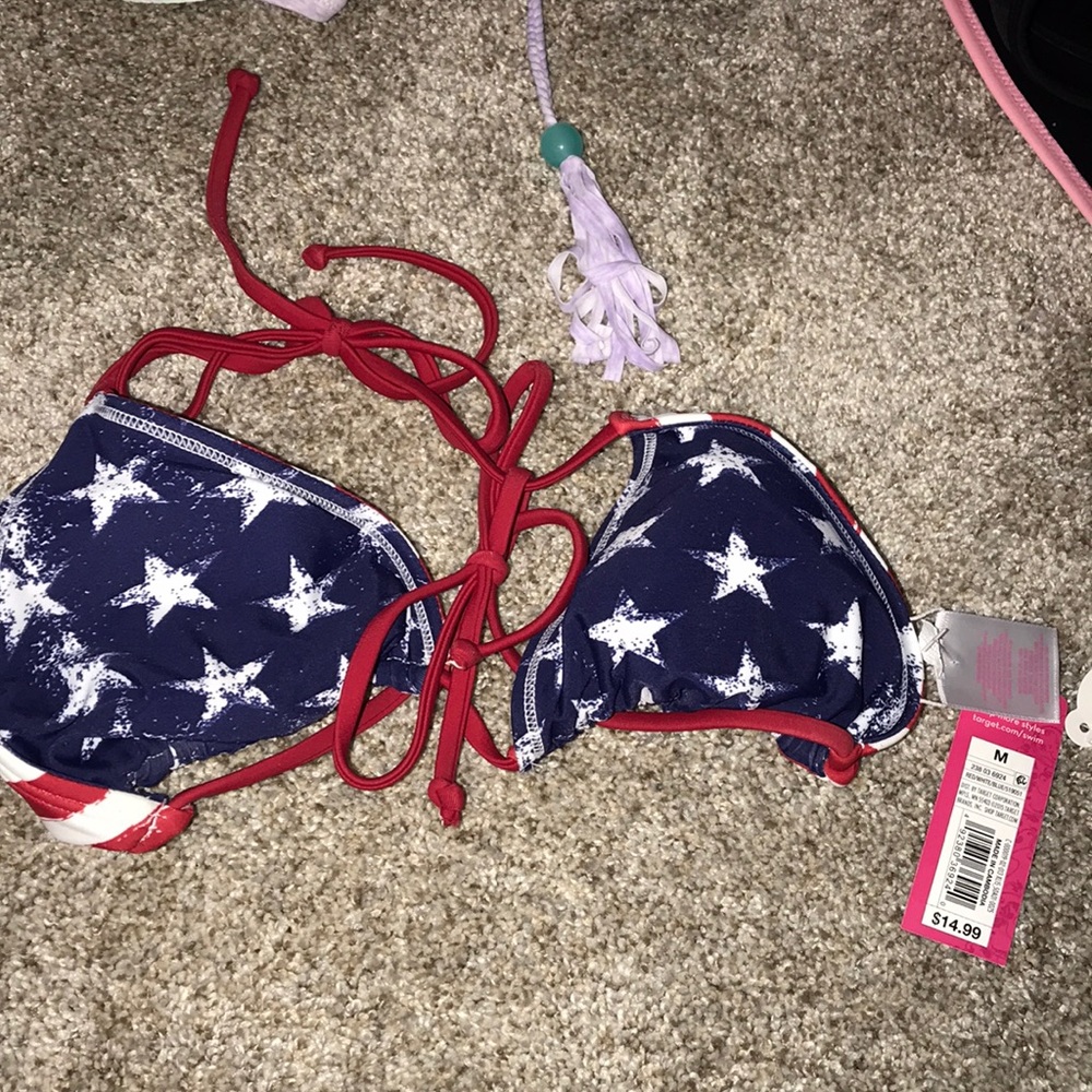 REVERSIBLE FLAG SWIM TOP